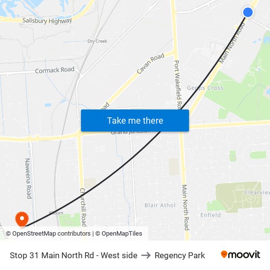 Stop 31 Main North Rd - West side to Regency Park map