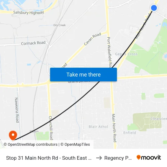 Stop 31 Main North Rd - South East side to Regency Park map
