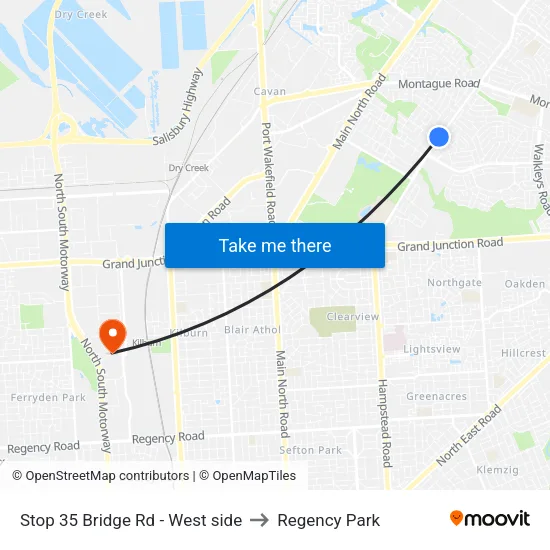Stop 35 Bridge Rd - West side to Regency Park map