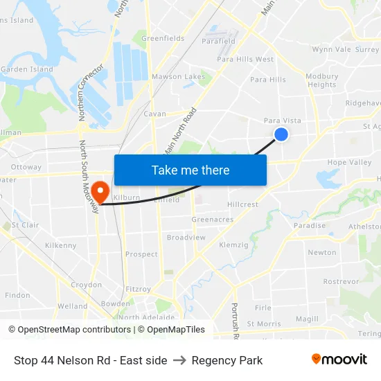 Stop 44 Nelson Rd - East side to Regency Park map