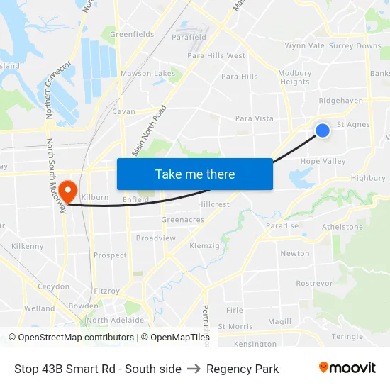 Stop 43B Smart Rd - South side to Regency Park map