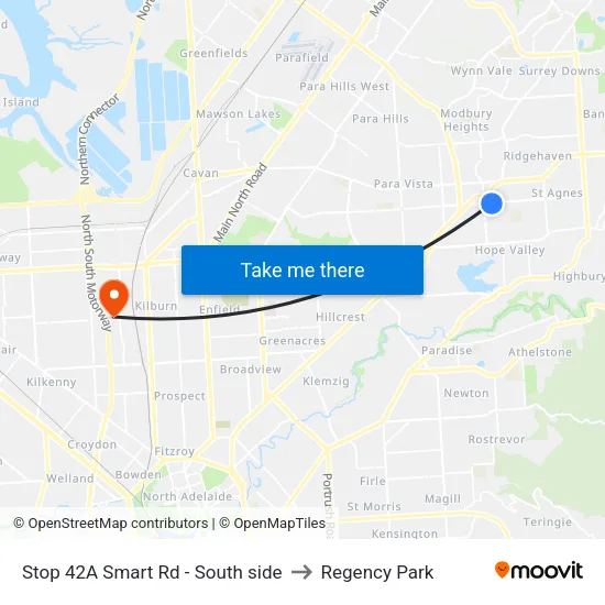 Stop 42A Smart Rd - South side to Regency Park map