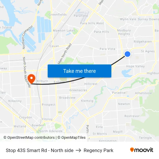 Stop 43S Smart Rd - North side to Regency Park map