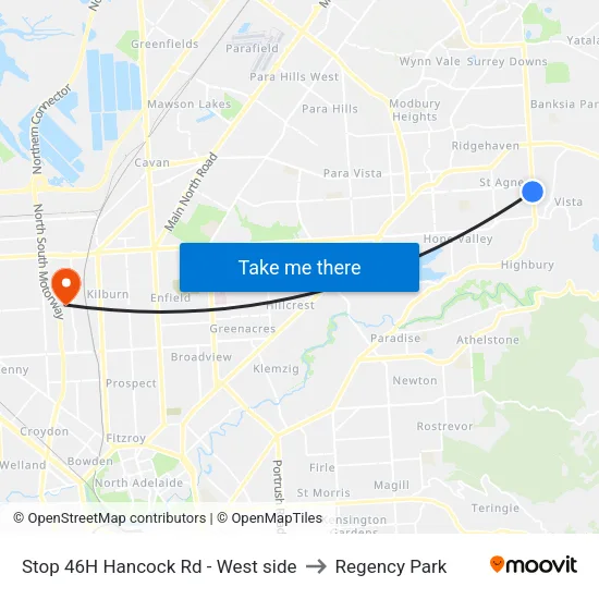 Stop 46H Hancock Rd - West side to Regency Park map