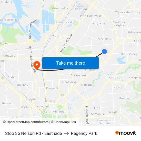 Stop 36 Nelson Rd - East side to Regency Park map
