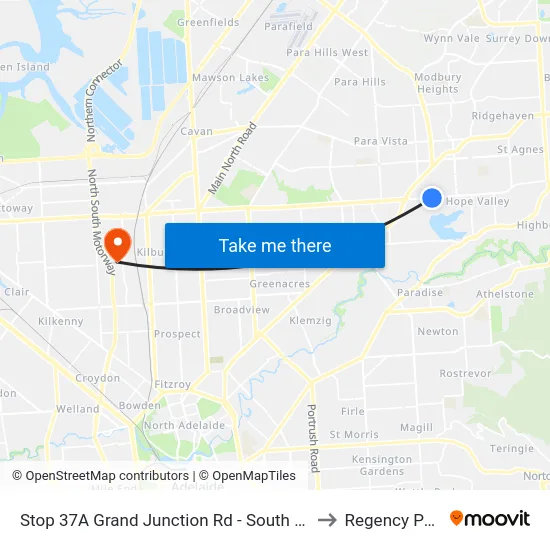 Stop 37A Grand Junction Rd - South side to Regency Park map