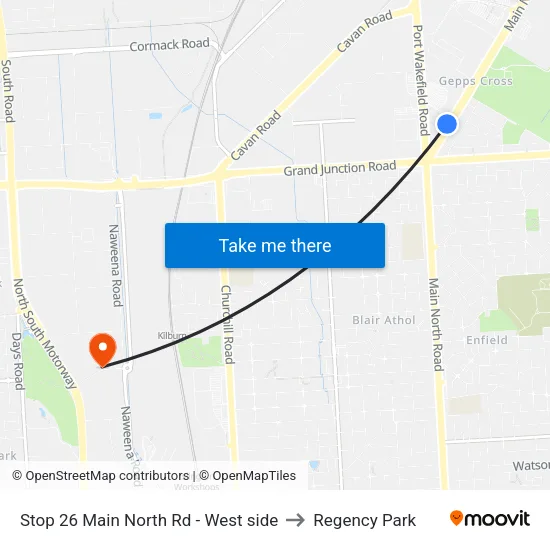 Stop 26 Main North Rd - West side to Regency Park map