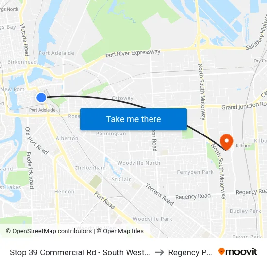 Stop 39 Commercial Rd - South West side to Regency Park map