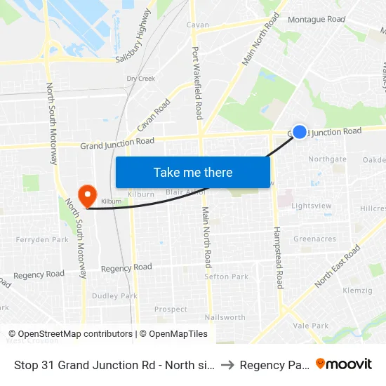 Stop 31 Grand Junction Rd - North side to Regency Park map
