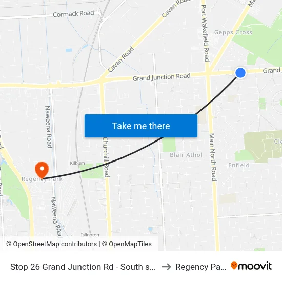 Stop 26 Grand Junction Rd - South side to Regency Park map