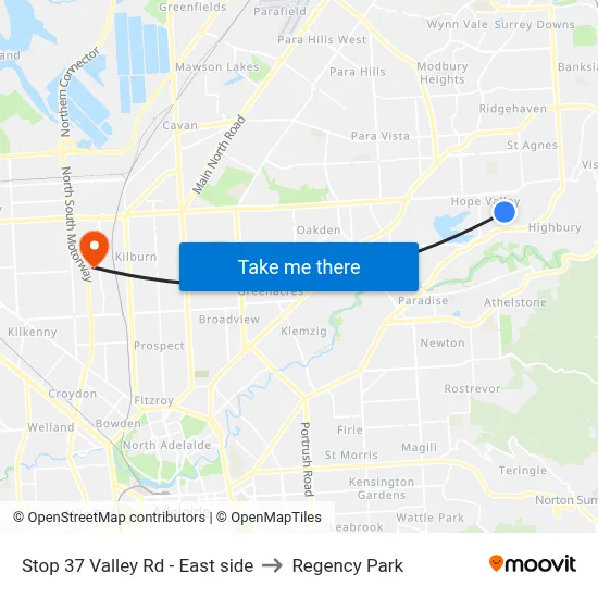 Stop 37 Valley Rd - East side to Regency Park map