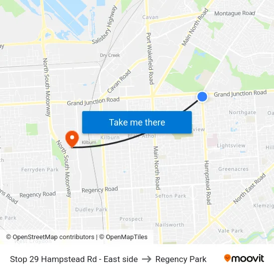 Stop 29 Hampstead Rd - East side to Regency Park map