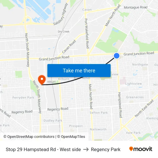 Stop 29 Hampstead Rd - West side to Regency Park map