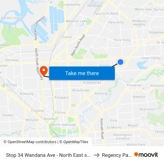 Stop 34 Wandana Ave - North East side to Regency Park map