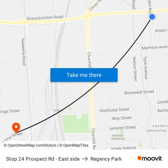 Stop 24 Prospect Rd - East side to Regency Park map