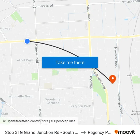 Stop 31G Grand Junction Rd - South side to Regency Park map