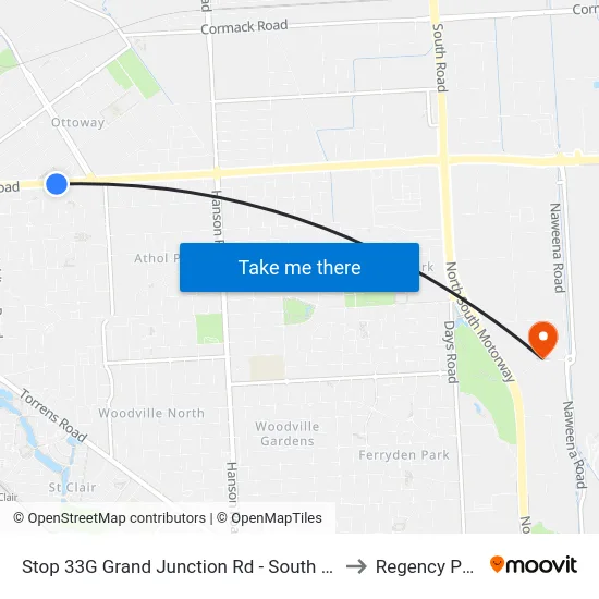 Stop 33G Grand Junction Rd - South side to Regency Park map
