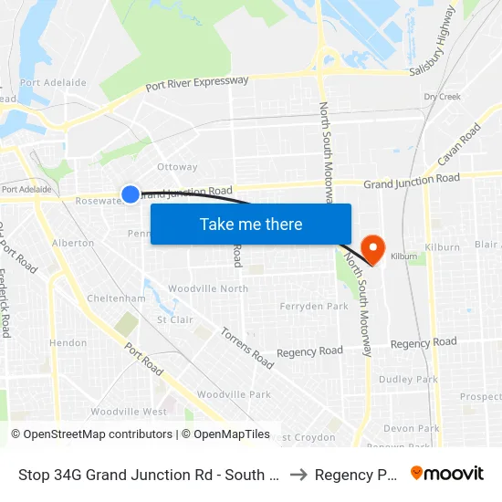 Stop 34G Grand Junction Rd - South side to Regency Park map