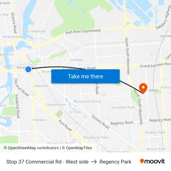 Stop 37 Commercial Rd - West side to Regency Park map