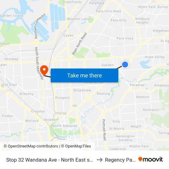 Stop 32 Wandana Ave - North East side to Regency Park map
