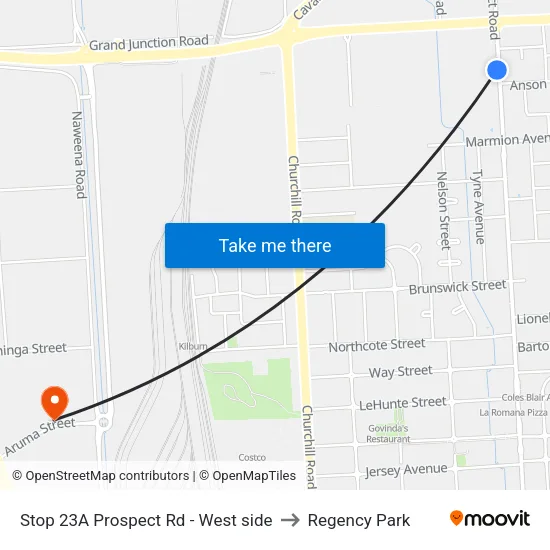 Stop 23A Prospect Rd - West side to Regency Park map