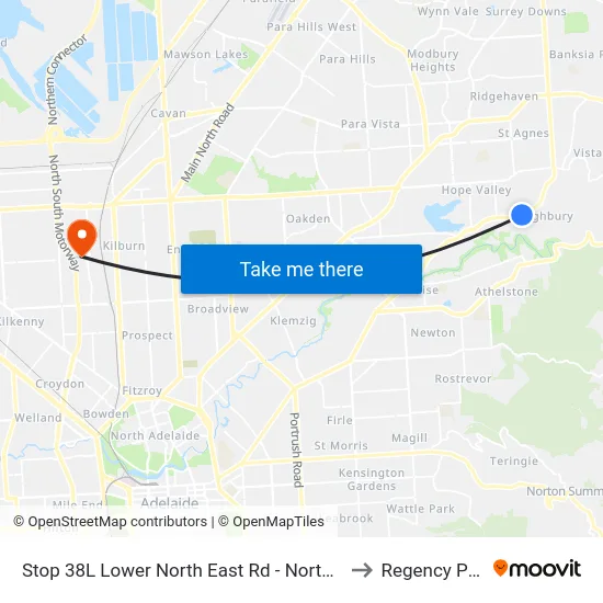 Stop 38L Lower North East Rd - North side to Regency Park map