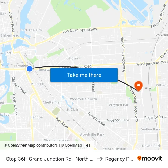 Stop 36H Grand Junction Rd - North side to Regency Park map