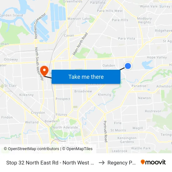 Stop 32 North East Rd - North West side to Regency Park map