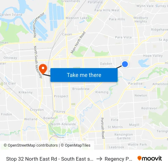 Stop 32 North East Rd - South East side to Regency Park map