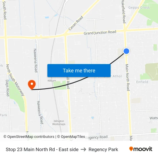 Stop 23 Main North Rd - East side to Regency Park map
