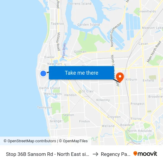 Stop 36B Sansom Rd - North East side to Regency Park map