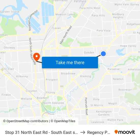 Stop 31 North East Rd - South East side to Regency Park map