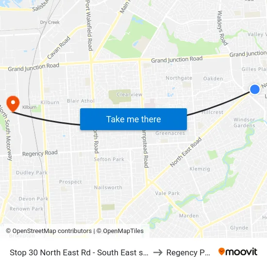 Stop 30 North East Rd - South East side to Regency Park map