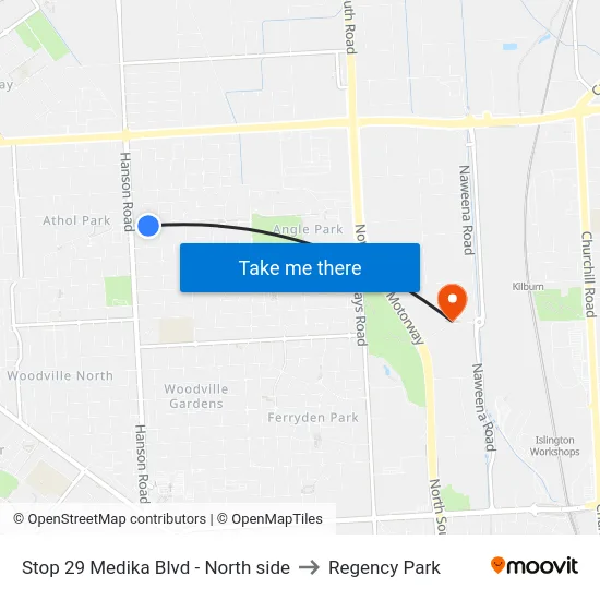 Stop 29 Medika Blvd - North side to Regency Park map