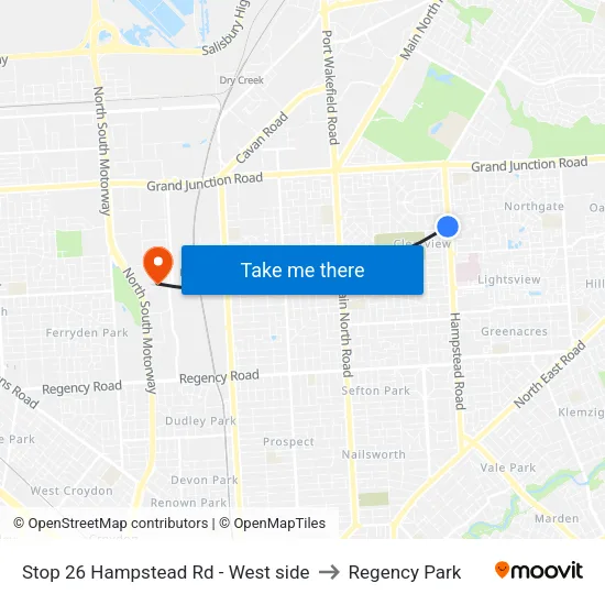 Stop 26 Hampstead Rd - West side to Regency Park map