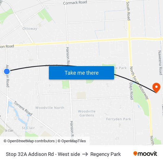 Stop 32A Addison Rd - West side to Regency Park map