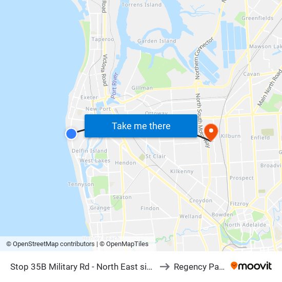 Stop 35B Military Rd - North East side to Regency Park map