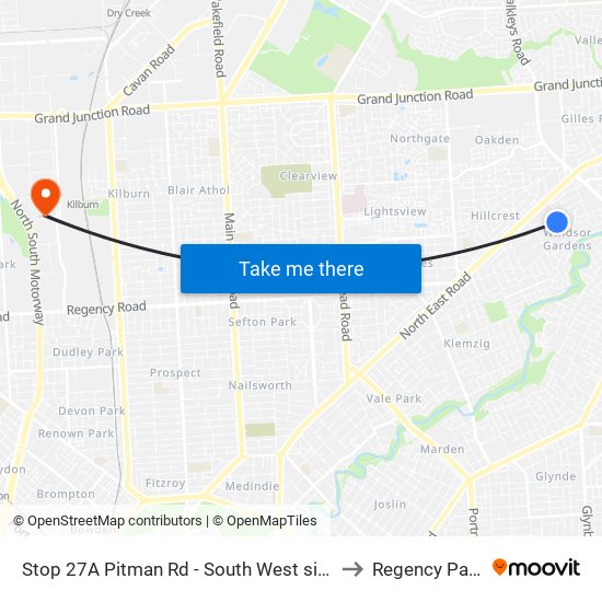 Stop 27A Pitman Rd - South West side to Regency Park map