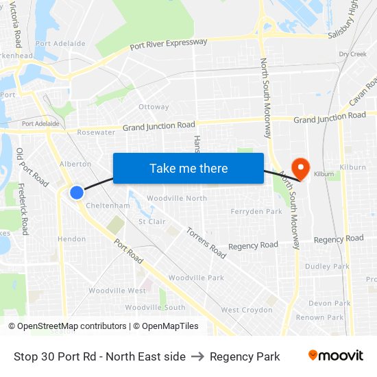 Stop 30 Port Rd - North East side to Regency Park map