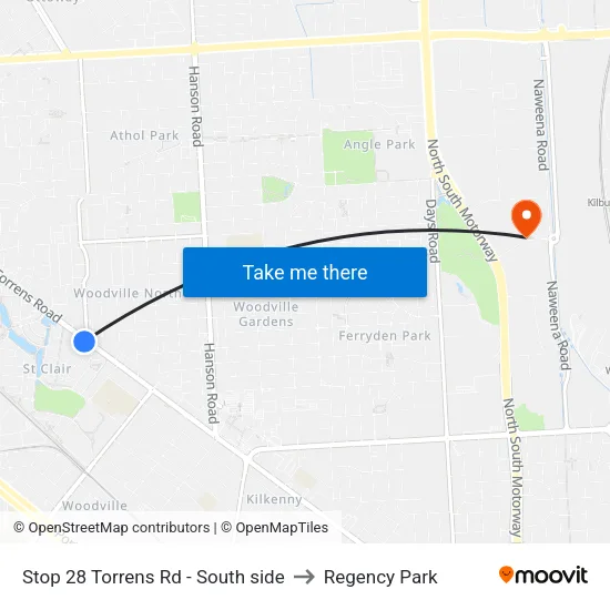 Stop 28 Torrens Rd - South side to Regency Park map