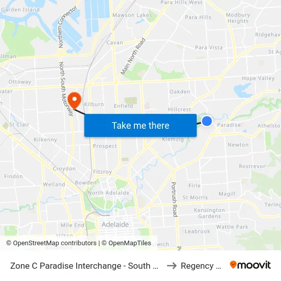 Zone C Paradise Interchange - South East side to Regency Park map
