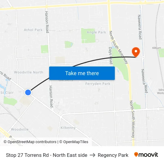 Stop 27 Torrens Rd - North East side to Regency Park map