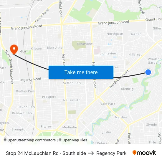 Stop 24 McLauchlan Rd - South side to Regency Park map