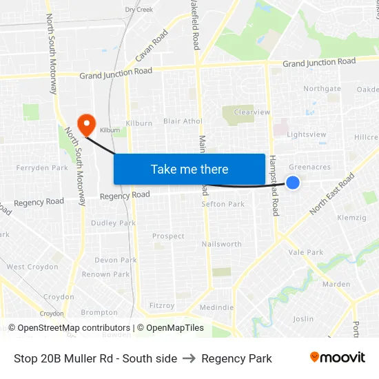 Stop 20B Muller Rd - South side to Regency Park map