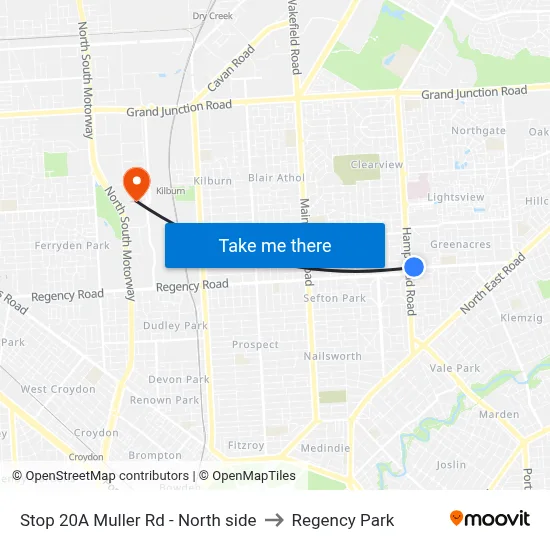 Stop 20A Muller Rd - North side to Regency Park map