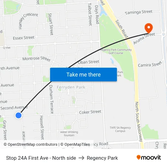Stop 24A First Ave - North side to Regency Park map