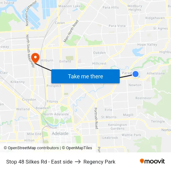 Stop 48 Silkes Rd - East side to Regency Park map