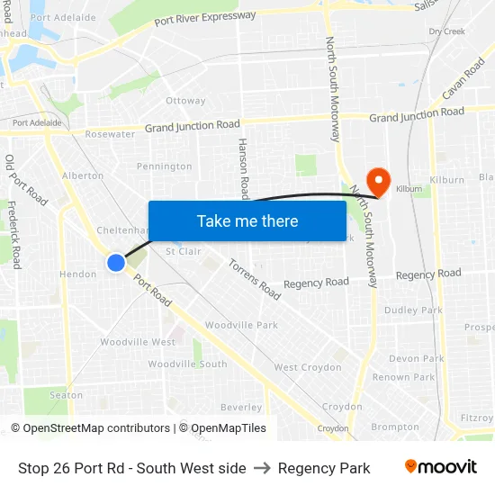 Stop 26 Port Rd - South West side to Regency Park map