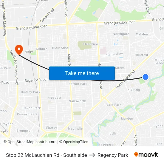 Stop 22 McLauchlan Rd - South side to Regency Park map