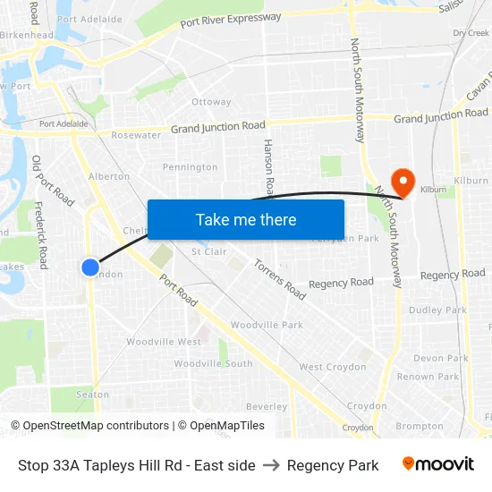 Stop 33A Tapleys Hill Rd - East side to Regency Park map